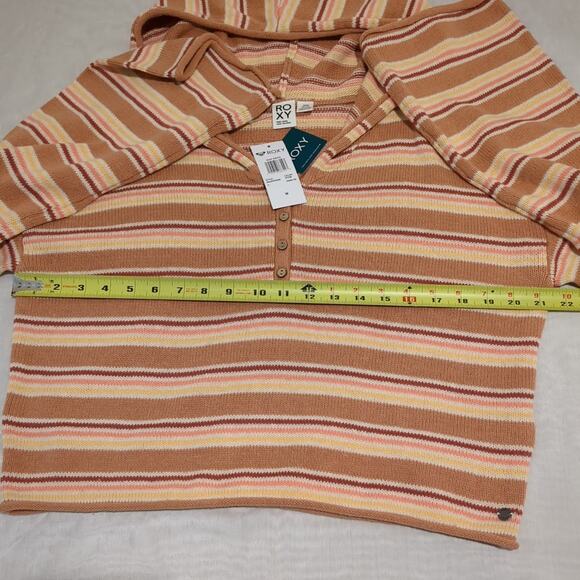 Roxy Side Swipe Striped Whimsigoth Women's M Cropped Sweater Beach - Picture 13 of 16